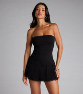 Too Cute to Pleat Strapless Romper